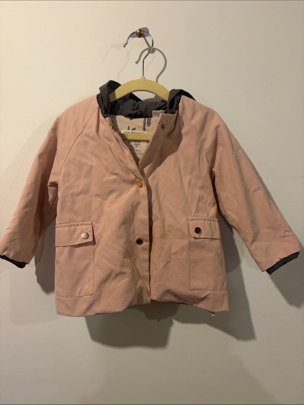 Zara Toddler Girls Pink Hooded Jacket - Lightweight Coat 12-18 Months